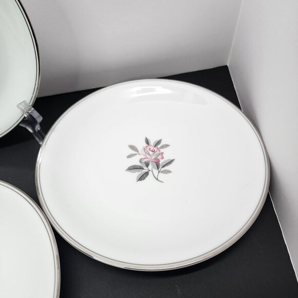 Noritake 5790 Rosales Set of 6 Salad Plates 8 3/4" Pink Rose Silver Trim Japan - Picture 9 of 9